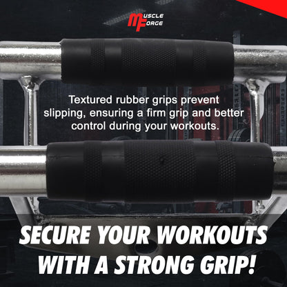 MuscleForge Double D Handle Cable Attachment – V Bar Attachment for LAT Pulldown, Tricep & Rows – Cable Machine Attachments with Non-Slip Rubber Grip – Chrome, Heavy Duty 880lbs Capacity