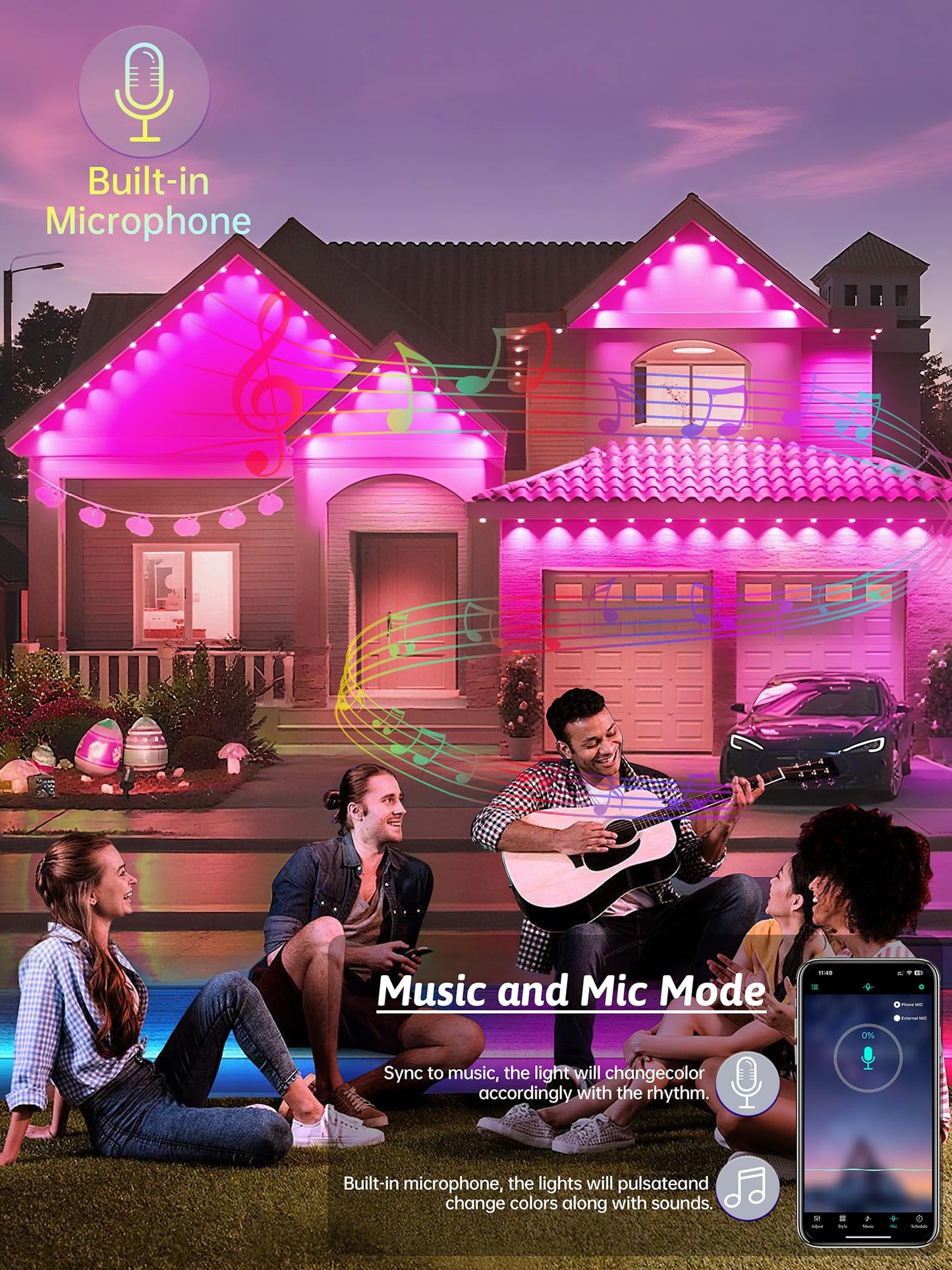 Permanent Outdoor Lights, 250FT RGB IP67 Waterproof Eaves Lighting, Smart LED Outside House Lights with App/Remote Control for Halloween, Christmas Decor, Holiday, Party, Daily, All Year-Round