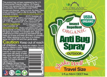 US Organic Mosquito Repellent Anti Bug Outdoor Pump Sprays, USDA Certification, Cruelty Free, Proven Results by Lab Testing, Deet-Free (2 oz - Value 2 Pack)