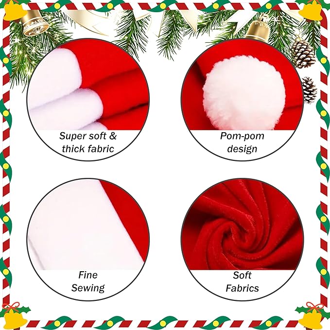 Christmas Chair Covers Hat Chair Back Covers for Xmas Holiday Chair Covers Set of 4, Stretch Parsons Chair Slipcovers Removable Washable kitchen for Home Hotel Banquet Holiday Decoration(4Pcs)