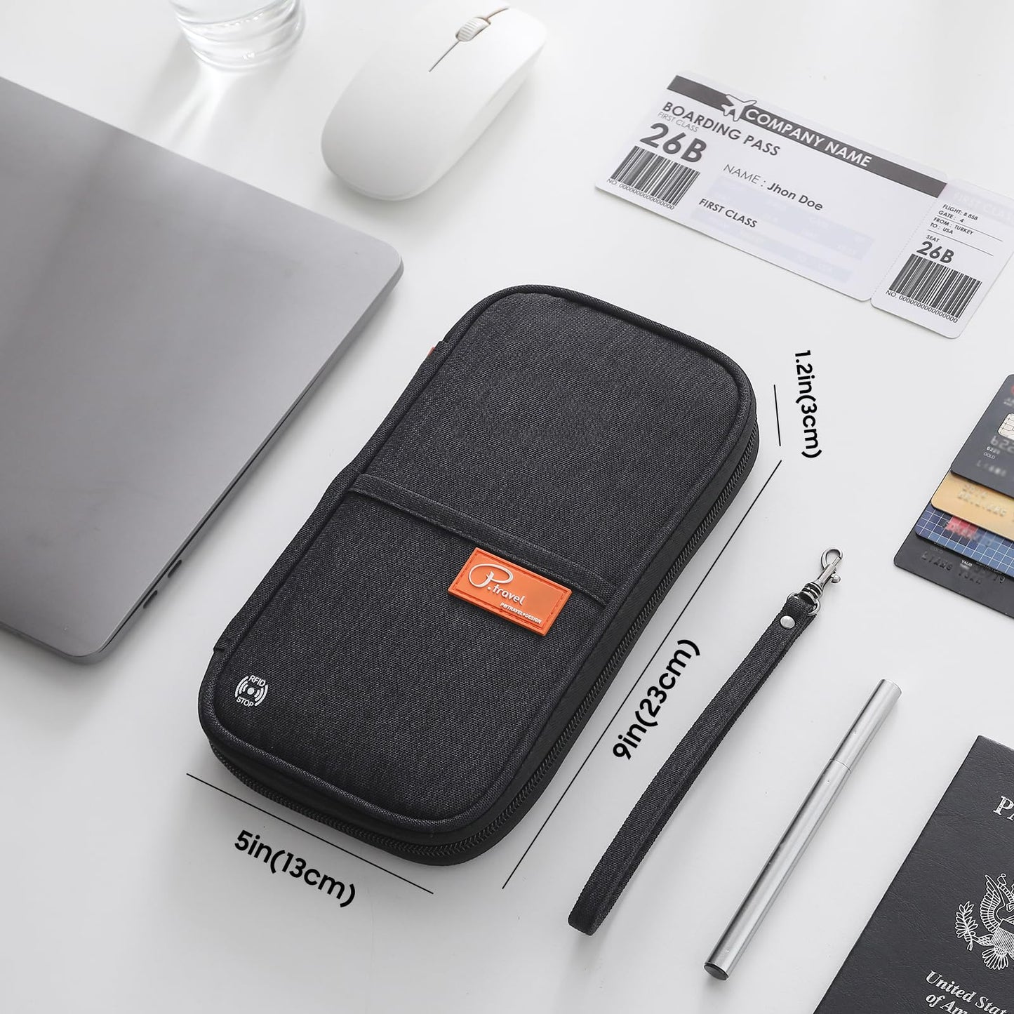 Family Passport Holder Organizer, RFID Blocking Travel Document Case, Lightweight Large Passport Cover Case Waterproof Bag Document Organizer for Women & Men