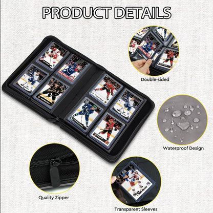ULTRGEE 4 Slot Top Loader Binder, Top Loaders Collection Storage Album for Trading Cards and Sports Cards - Holds 112 Top Loader, NOT Suitable for Cards WITHOUT Top Loaders(Gray)