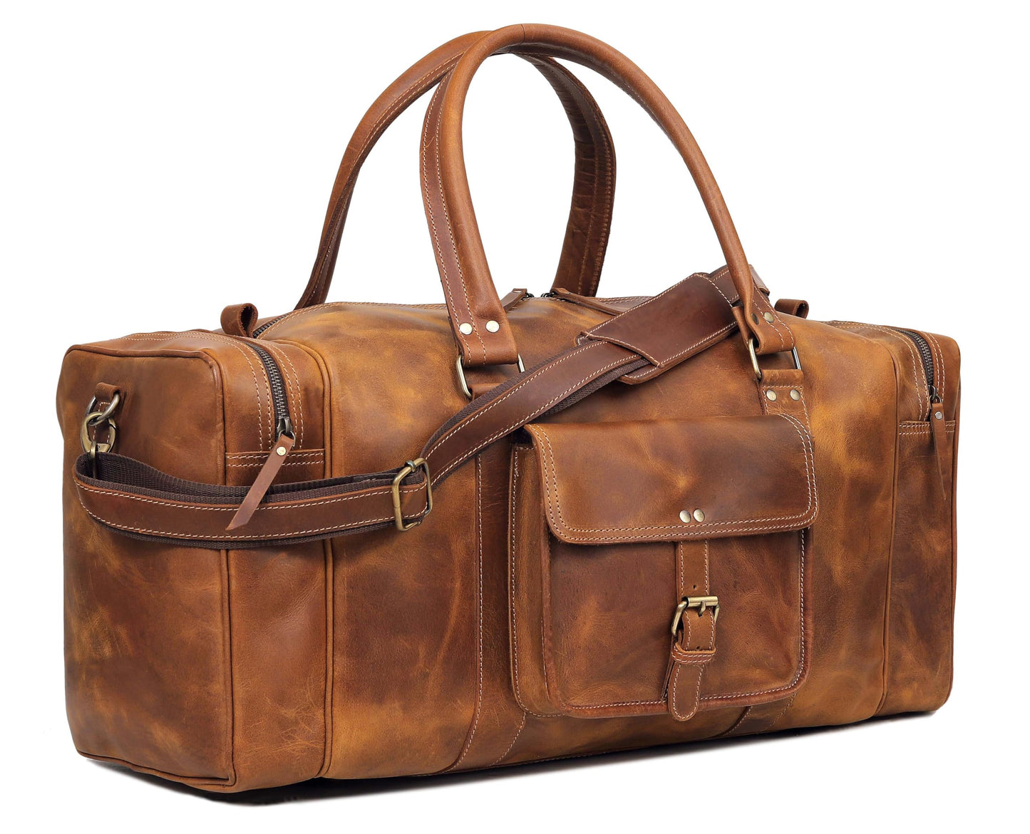 Leather Duffel Bag for Men and Women, Full Grain Travel Duffel Bag, Sports Duffel Bag Men, Overnight Weekender Bag Carry on Cabin Bag Luggage Bag Handmade Leather Duffle 24 inches