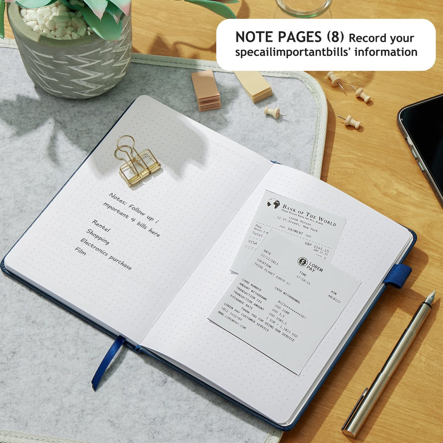 Bill Tracker Notebook - Monthly Bill Organizer & Planner for Personal Budgeting Financial, Payments Checklist Organizer Used Easily for Senior Home Office, 5.8" x 8.5", Navy Blue