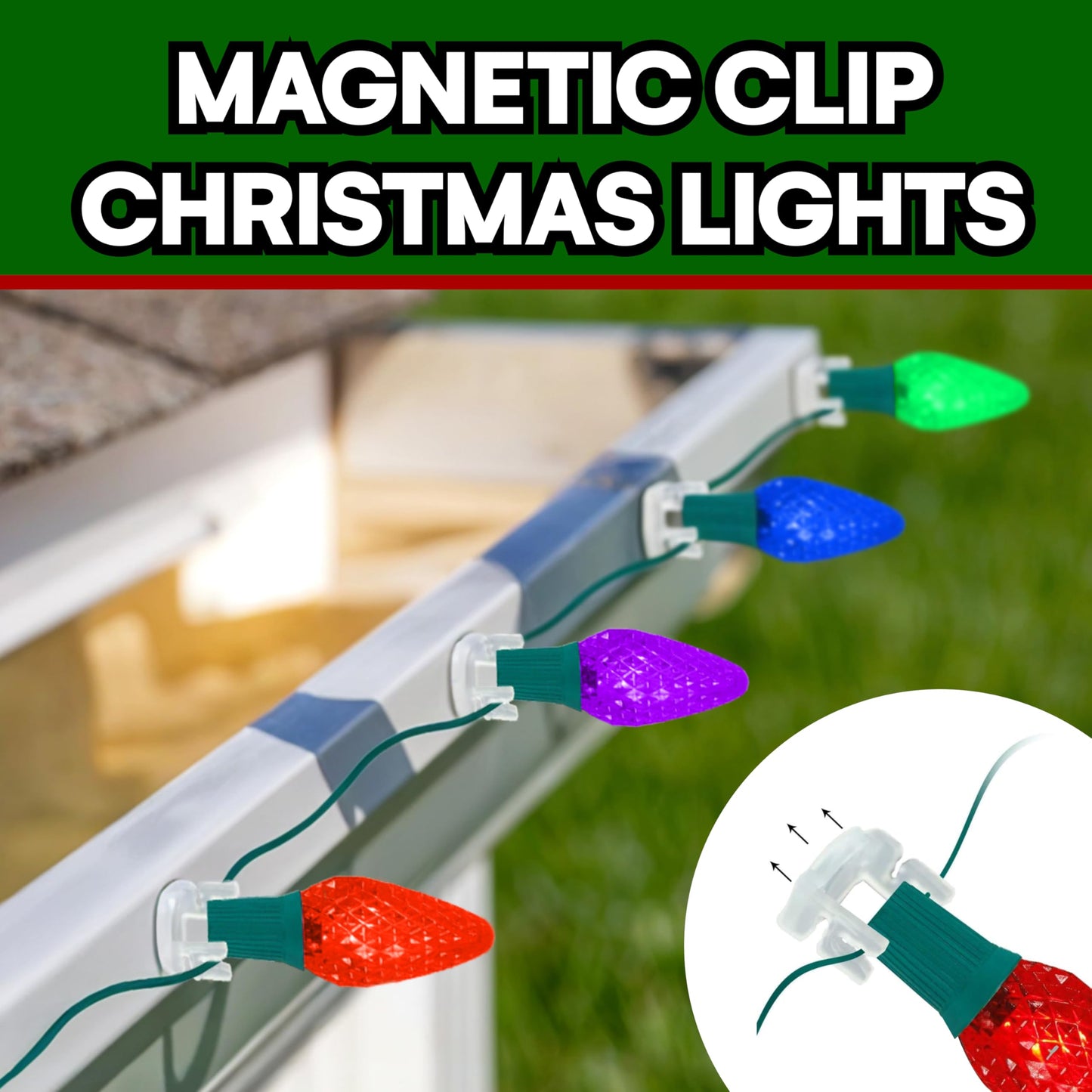 Signs Authority 100 Pack Extra Strong Magnetic Christmas Light Clips - Magnetic Hooks for Outdoor String Lights on Gutters, Fences, Roof - Shatterproof All-Weather Magnet Clips for Xmas Lights Outdoor