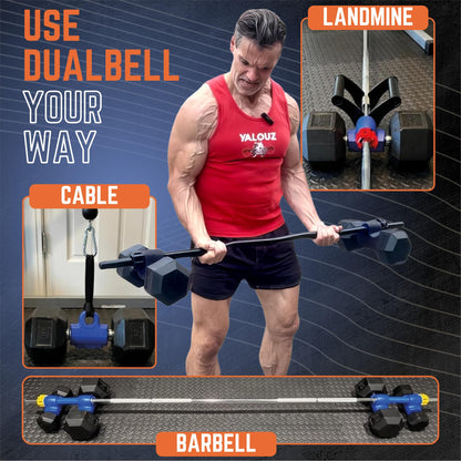 Dualbell Dumbbells to Barbell Converters- Quick Setup Dumbbell Connectors, 500lb Capacity Barbell Adapters, Secure Fit, Quick Setup, Fits 1" Bars, Home Gym Equipment, 2 Pairs w/Black Weight Collar