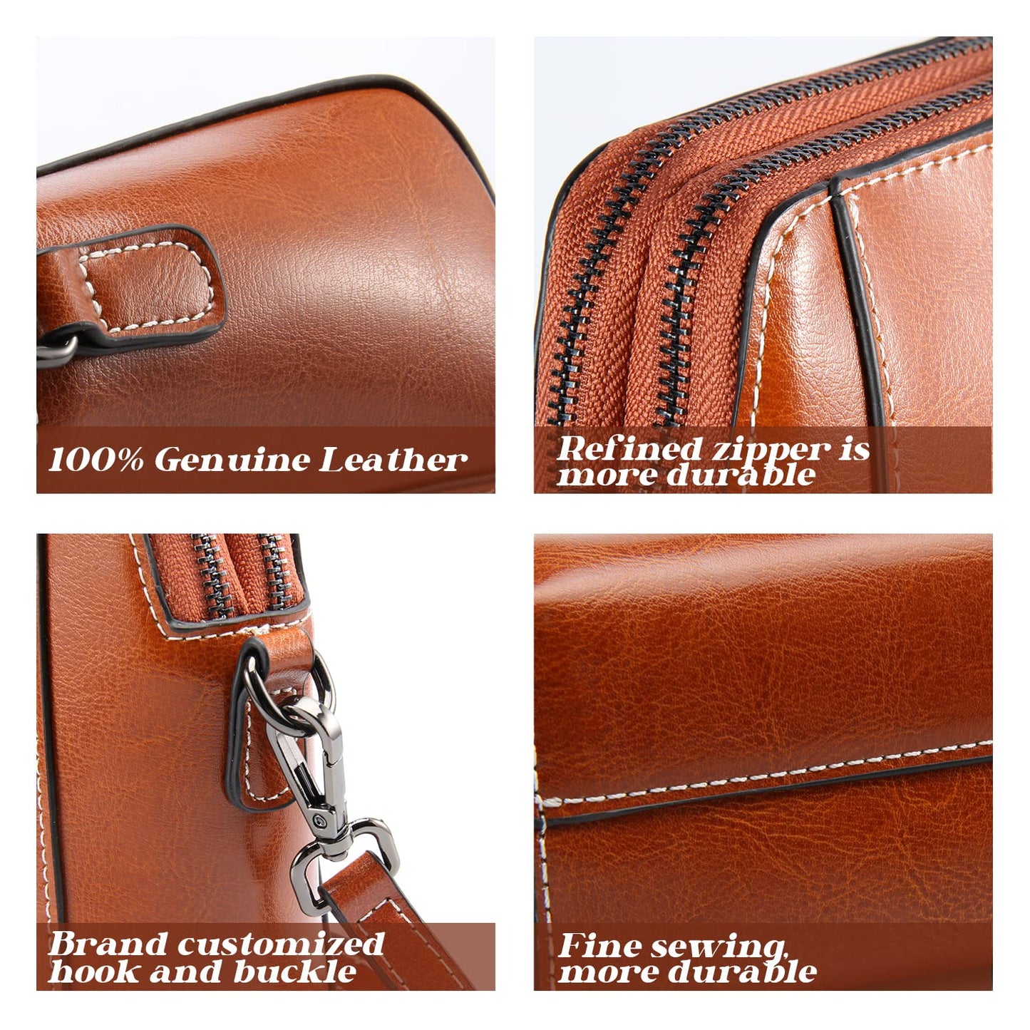 Designer Leather Small Crossbody Bags Purses for Women Cell Phone Bag Soft Women's Shoulder Handbags Gifts for Women (Brown)