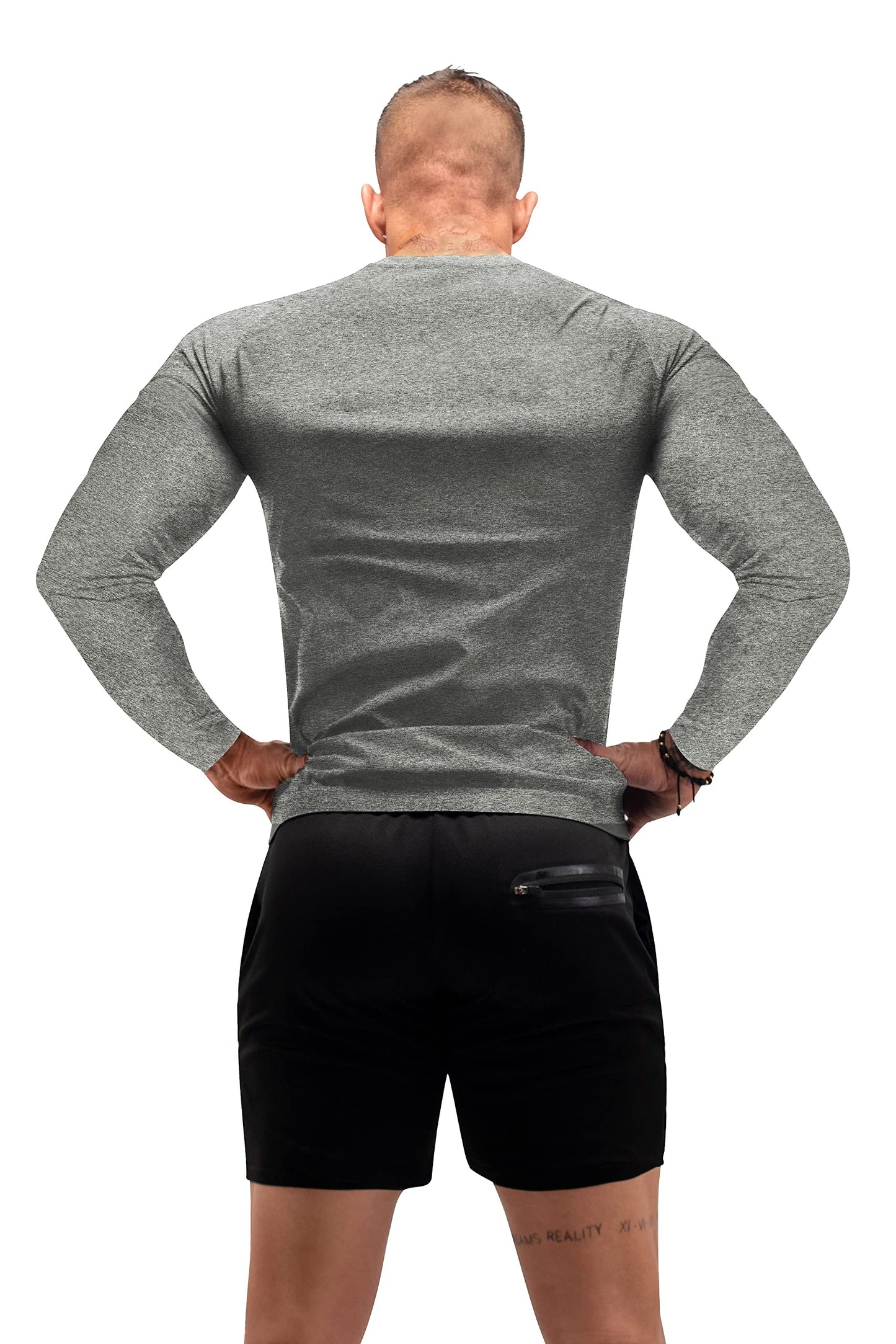 FUXERT Sauna Shirt for Men Long Sleeve Sauna Suit Heat Trapping Workout Shirts Sweat Enhance Vest for Workout Sports(GY S)