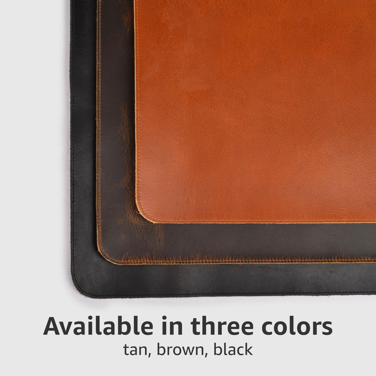 LEATHER VILLAGE Real Leather Desk Pad (3mm) Thick Double Layer Desk Mat Cover Blotter Large Full Grain Protector for Keyboard, Mouse & Laptop – Office Table Mat & Desktop Accessories–(32''x16'')-Tan