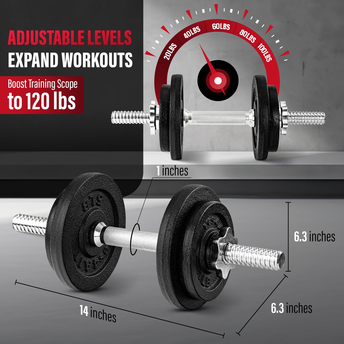 Yes4All Dumbbell Adjustable - 40lbs + Connector