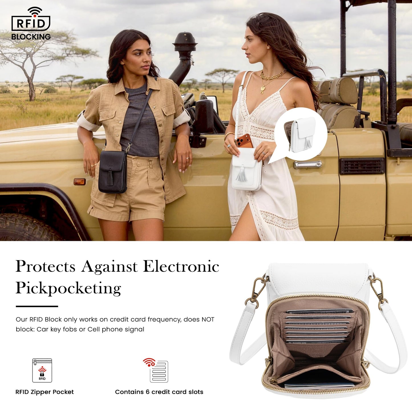 befen White Small Crossbody Bag for Women, Lightweight Mini Purse with Multiple Compartments and Card Slots for Daily Use Travel