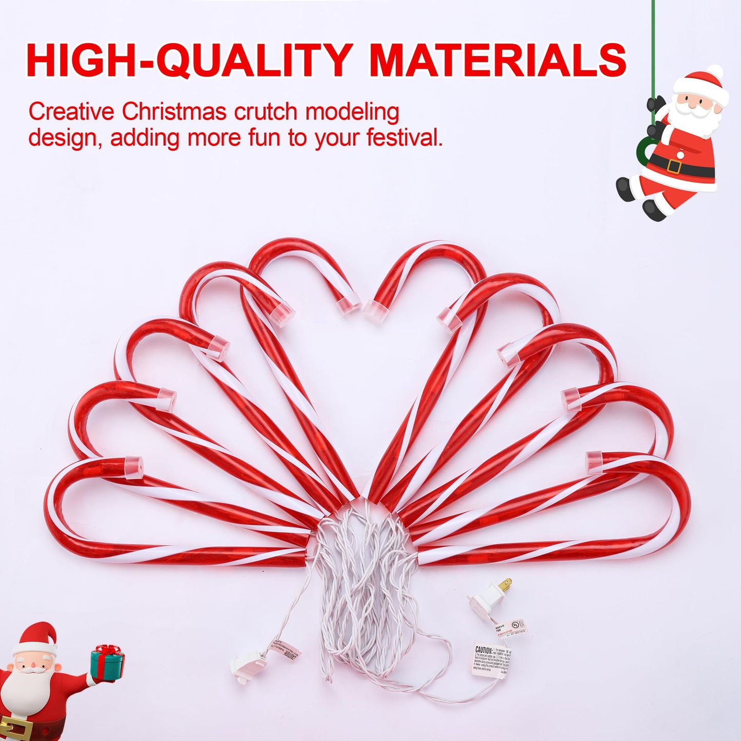 10" Christmas Candy Cane Lights (10PCS) for Landscape Decoration,Red & White Pathway Makers Lights (Include Stakes)