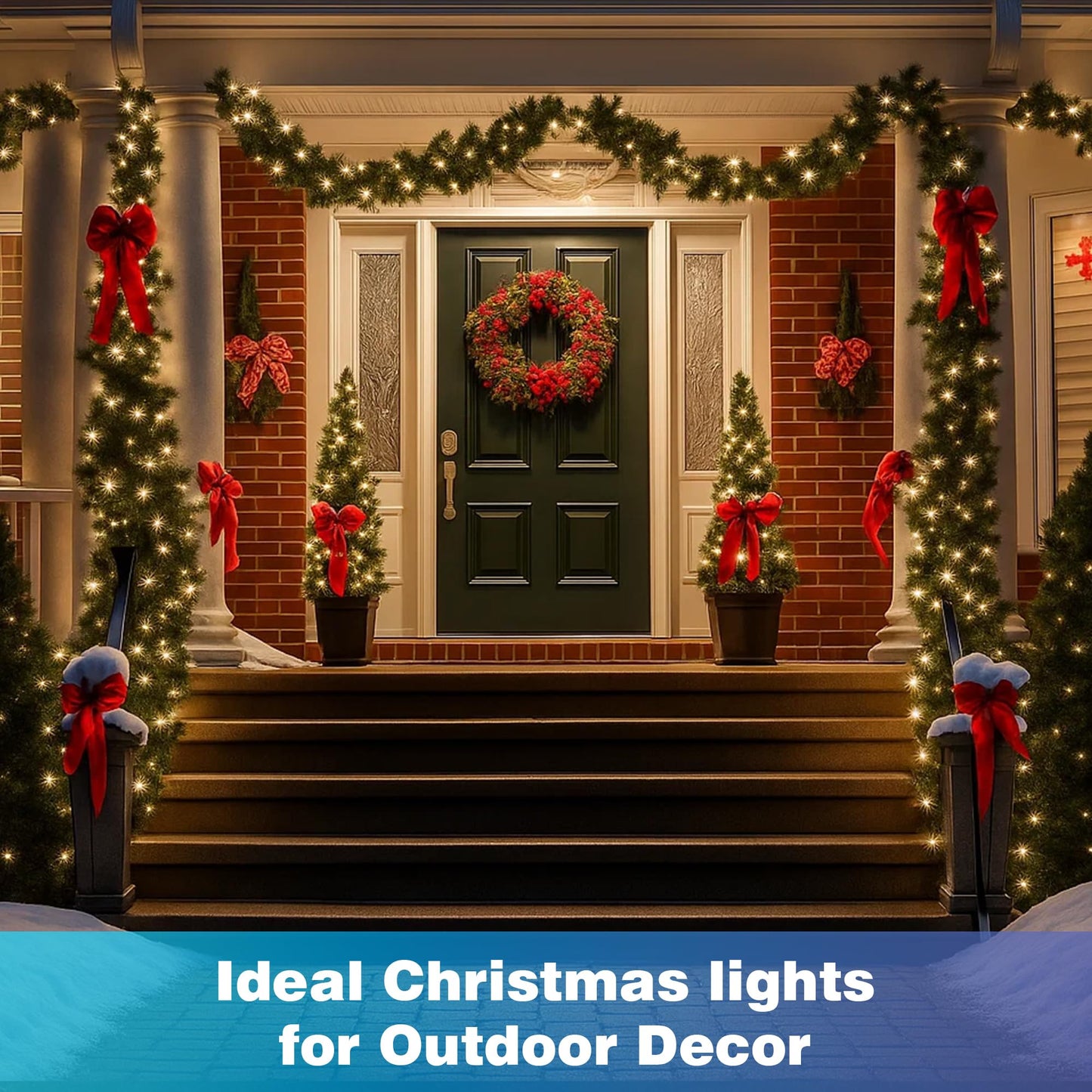Domolli Christmas Lights 800 LED 264 FT, IP67 Waterproof Christmastree Lights with 8 Modes, Remote Control 3 Timers & Memory Function Xmas Decorations for House and Holiday (Warm White)