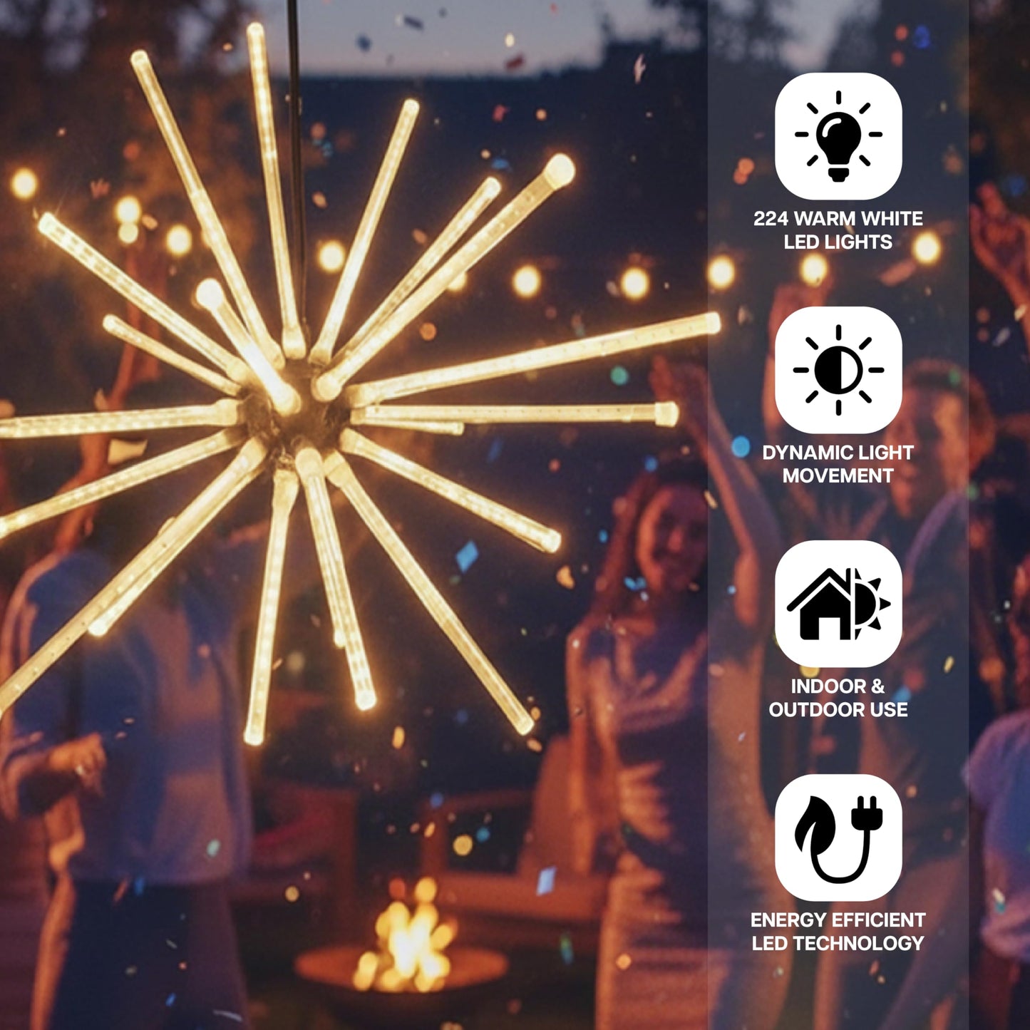 Holiday Bright Lights 20 Inch LED Meteor Burst Warm White Indoor Outdoor Starburst Decoration