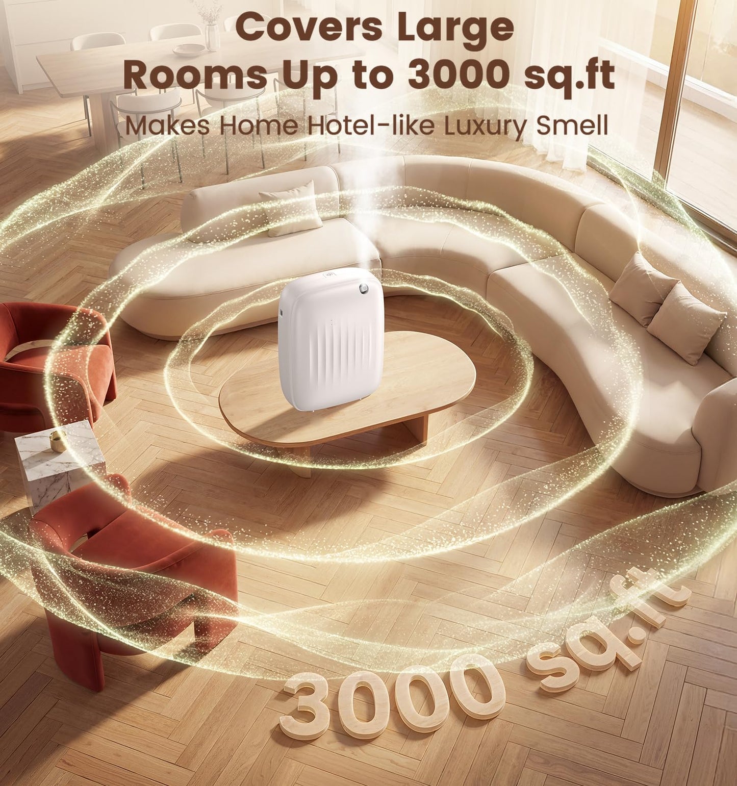 Ziweo Waterless Essential Oil Diffuser - Whole-Home Scent Cold Air Diffuser Up to 3000sq.ft for Large Home Office Hotel - Adjustable Intensity & Time, App & Panel Control - Quiet, Wall Amount - 400ml