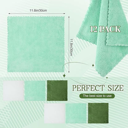 Syhood 12 Pieces Face Wash Cloth 12 x 12 in Makeup Remover Cloths Towel Coral
