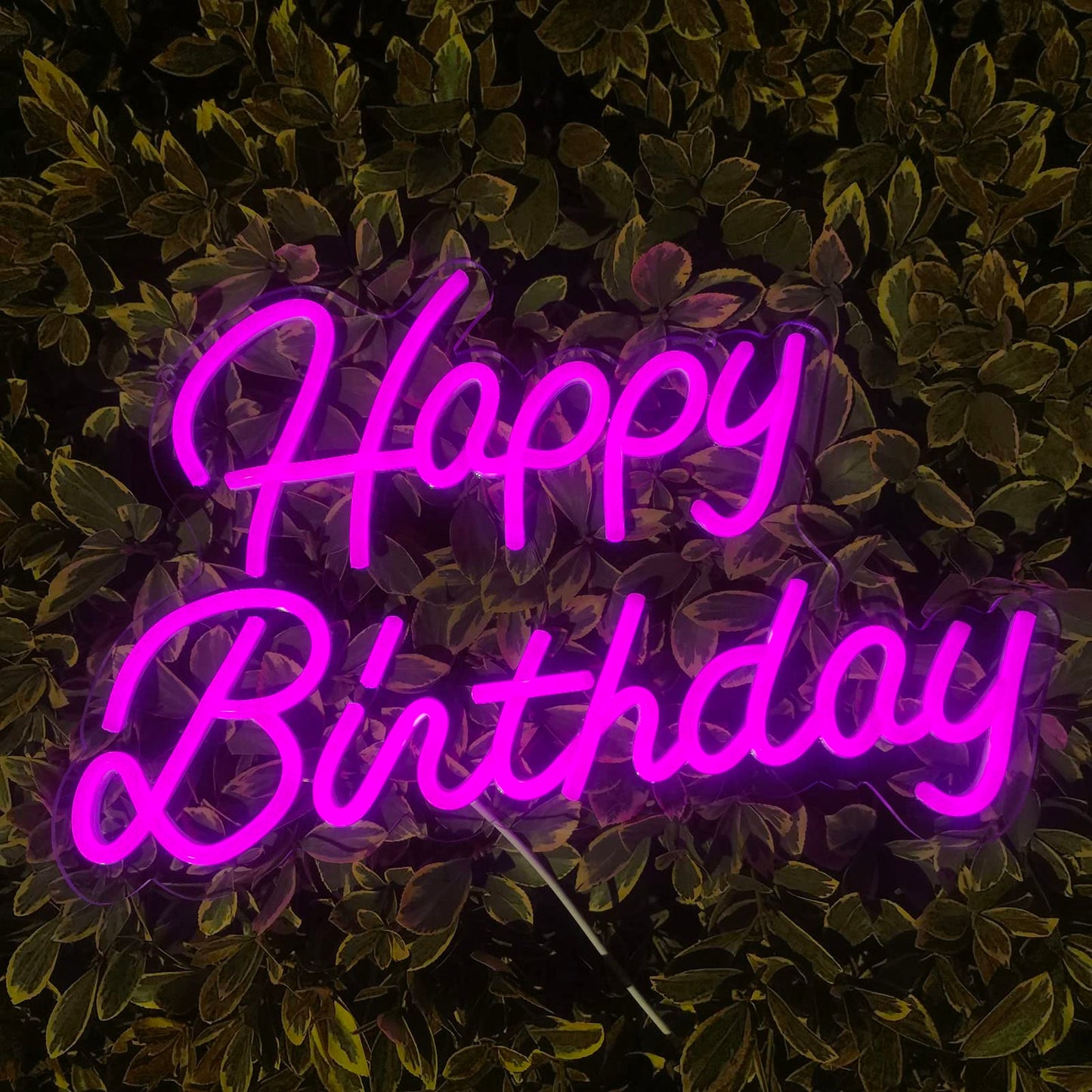 Happy Birthday Neon Sign Home Decor Lights Bedroom Wall Decor Night Light Happy Birthday Light Up Sign Birthday Party Decoration Dimmable Switch Reusable LED Neon USB Power Supply 5V (Pink)