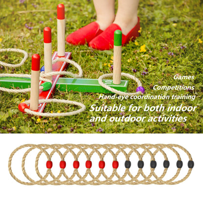 12 Pack Sisal Rope Ring Toss Game Replacement Parts for Adults and Kids, Outdoor Toss Rings for Agility Practice and Speed Game and Yard Games and Lawn Games for Party (Red and Black)