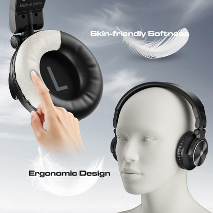 PUPGSIS Over Ear Headphones Wired: Studio Monitor Headphones - Professional 40kHz Hi-Res DJ Stereo Headphones - 1/4 to 3.5mm Audio Jack for Recording/Mixing/Podcast/Guitar/Piano