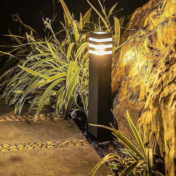 Pathway Lights Post Lights IP55 Waterproof Outdoor Lamp Post Lawn Light Floor Lamp E26 Lampholder Hardwired Suitable for 12V / 24V / 120V Voltage（23.5in, Black）