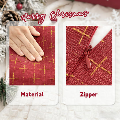 ZWJD Christmas Pillow Covers 24x24 Set of 2 Soft Polyester Textured Red Pillows with Stylish Flange Edge Cozy Farmhouse Christmas Decor for Couch Bed Sofa Living Room (Red)
