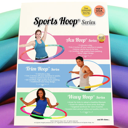 Weighted Hula Hoop, ACU Hoop 3L - 3.3 lb Large, Weight Loss Fitness Workout Sports Hoop with ridges. (Rainbow Colors)