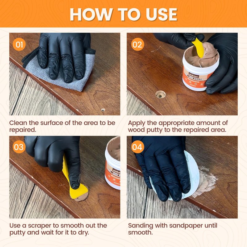 Wood Filler, Wood Repair Kit, 16 Ounce Paintable & Stainable Wood Putty Filler, Wood Scratch Cracks Holes Repair Furniture, Exterior Wood Filler Water Resistant, Wood Putty (White)