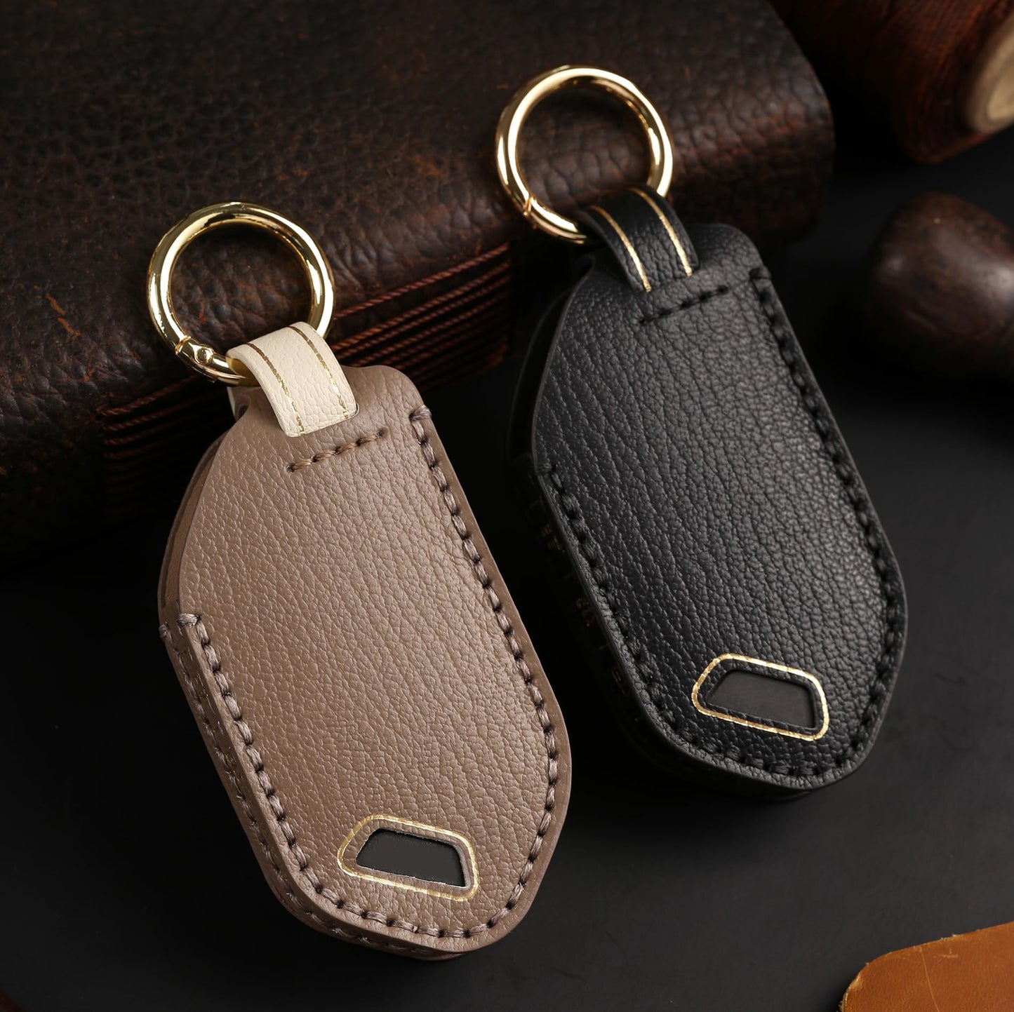 Hontumax Premium Leather 5-Button Key Fob Cover Case for KIA Telluride 2023-2025, Sorento 2024-2025, EV9 2024-2025, K4 2025, K5 2025, Carnival 2025 Key Fob Holder (Brown)