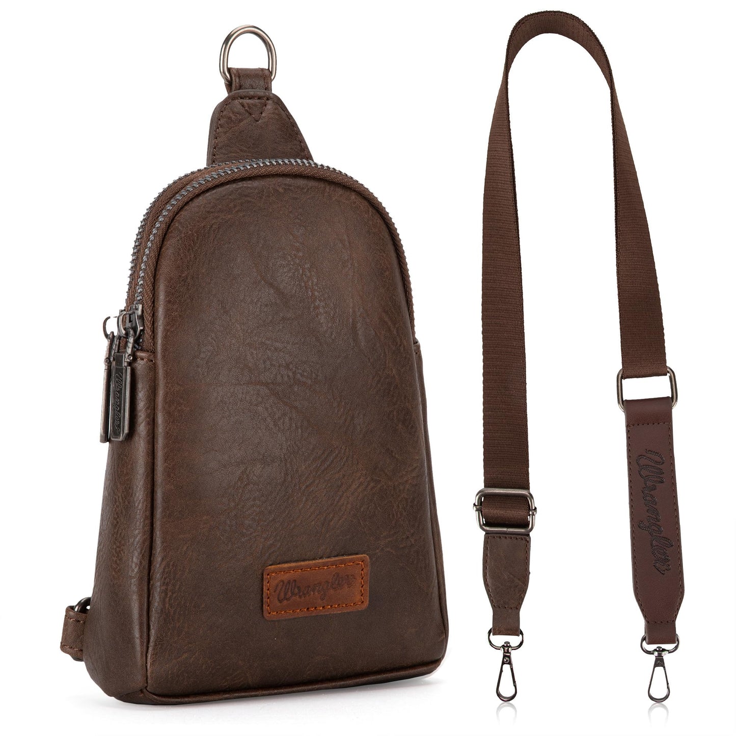 Wrangler Small Sling Bag for Women, Leather Crossbody Bags Cross Body Purse Fanny Packs with Adjustable Strap, WG-HB-87-210-CF