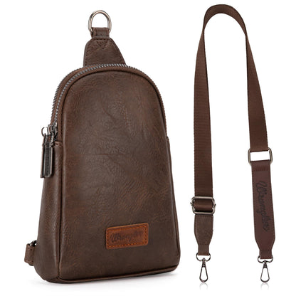 Wrangler Small Sling Bag for Women, Leather Crossbody Bags Cross Body Purse Fanny Packs with Adjustable Strap, WG-HB-87-210-CF