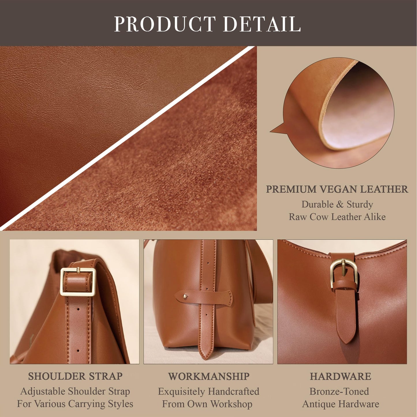 SUNLIGHT LEAVES Vintage Vegan Leather Tote Bag For Women (Red)