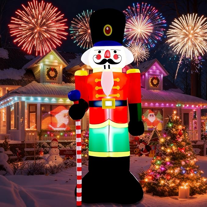 8FT Christmas Inflatables Outdoor Decorations,Inflatable Nutcracker Soldier Build-in LED Light-Christmas Blow Up Yard Decorations for Holiday Garden Lawn Yard Patio