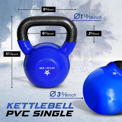 Yes4All Kettlebell, 5-100 LB Vinyl Coated Cast Iron Strength Training Kettlebells for Home Gym Exercises, Fitness, Full Body Workout Equipment, Push Ups, and Grip Strength
