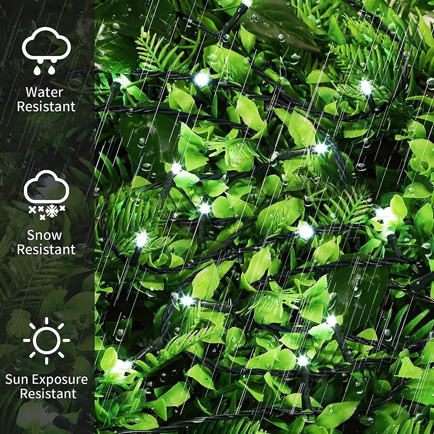 QUWIN Led Outdoor Christmas String Lights, 500 LED UL Certified 8 Lighting Modes, Indoor & Outside Waterproof Fairy Light for Christmas Tree, Patio, Holidays, Party (180 Ft Cool White)