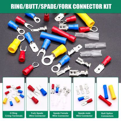 Twidec/1100pcs Wire Connectors Kit,Insulated Electrical Wire Terminals,Waterproof Crimp Connector kit Includes Spade Fork Ring Bullet Insulated Connectors Wire connectors and Wire Crimper Tool