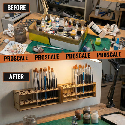 PROSCALE Tool & Brush Organizer for Miniatures & Modeling, Versatile Tabletop or Wall Holder with Multi-Size Holes for Hobby Tools, Files and Accessories
