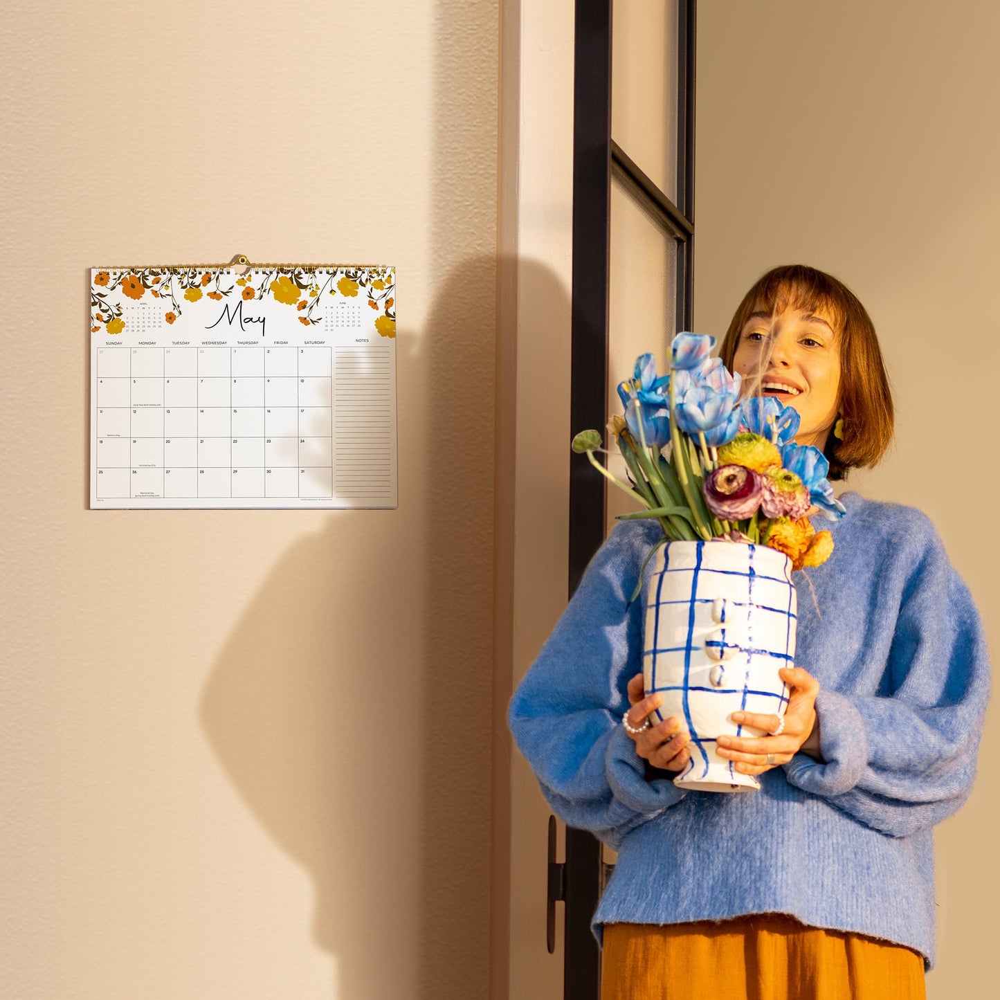 2026 Calendar, Cabbrix Wall Calendar 2026, 18 Months Calendar Runs From July 2026 - December 2027, 15" x 12", Twin-Wire Binding, Hanging Hook, Floral Design