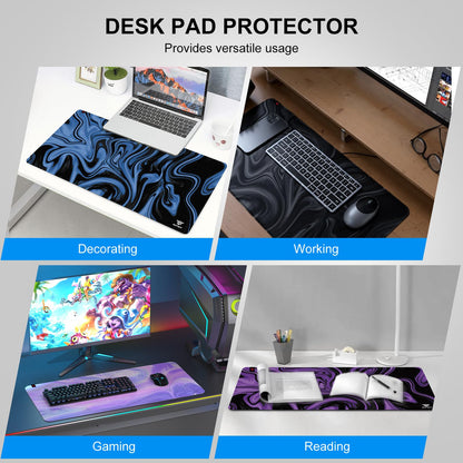 NPET N110 Extended Big Mouse Pad Large, XXL Gaming Mouse Pad Desk Pad, 35x17 inch Long Computer Keyboard Mouse Mat Mousepad with 3mm Non-Slip Base and Stitched Edge for Home Office Work, Dark Purple