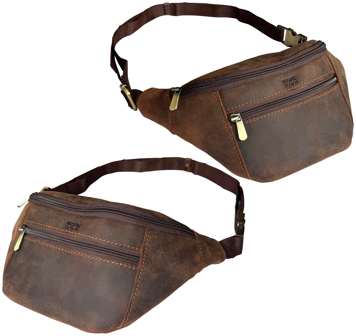 Leather Waist Pack for Men & Women - Full Grain Leather Fanny Bag, Adjustable Sling Purse & Chest Belt Bag - Multifunction Hip Bum Bag, Travel Pouch for Hiking Running & Cycling