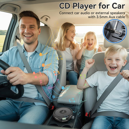 Portable CD Player with Headphones KOVCDVI CD Player Portable for Car with Anti-Skip & Shockproof,CD Discman with LCD Display,AUX Cable and Earphone for Sport Home Outdoor
