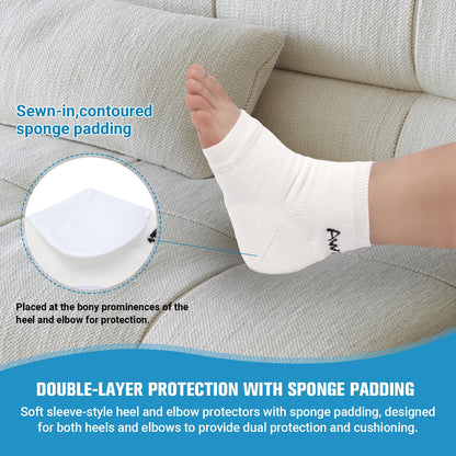 Awaiymi Heel And Elbow Protectors (One Pair) with Foam Pads, Lightweight Knit Elbows Pads for Elderly, Tendinitis, Arthritis and Plantar Fasciitis, Elbow Protector Sleeve for Men, Women, Medium Size