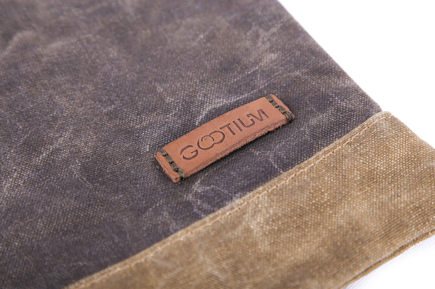 Gootium Waxed Canvas Zip Folio Pencil Pouch - Office Supply Zippered Makeup Bag Multipurpose File Folder - Size 13"x9.4", Olive Drab