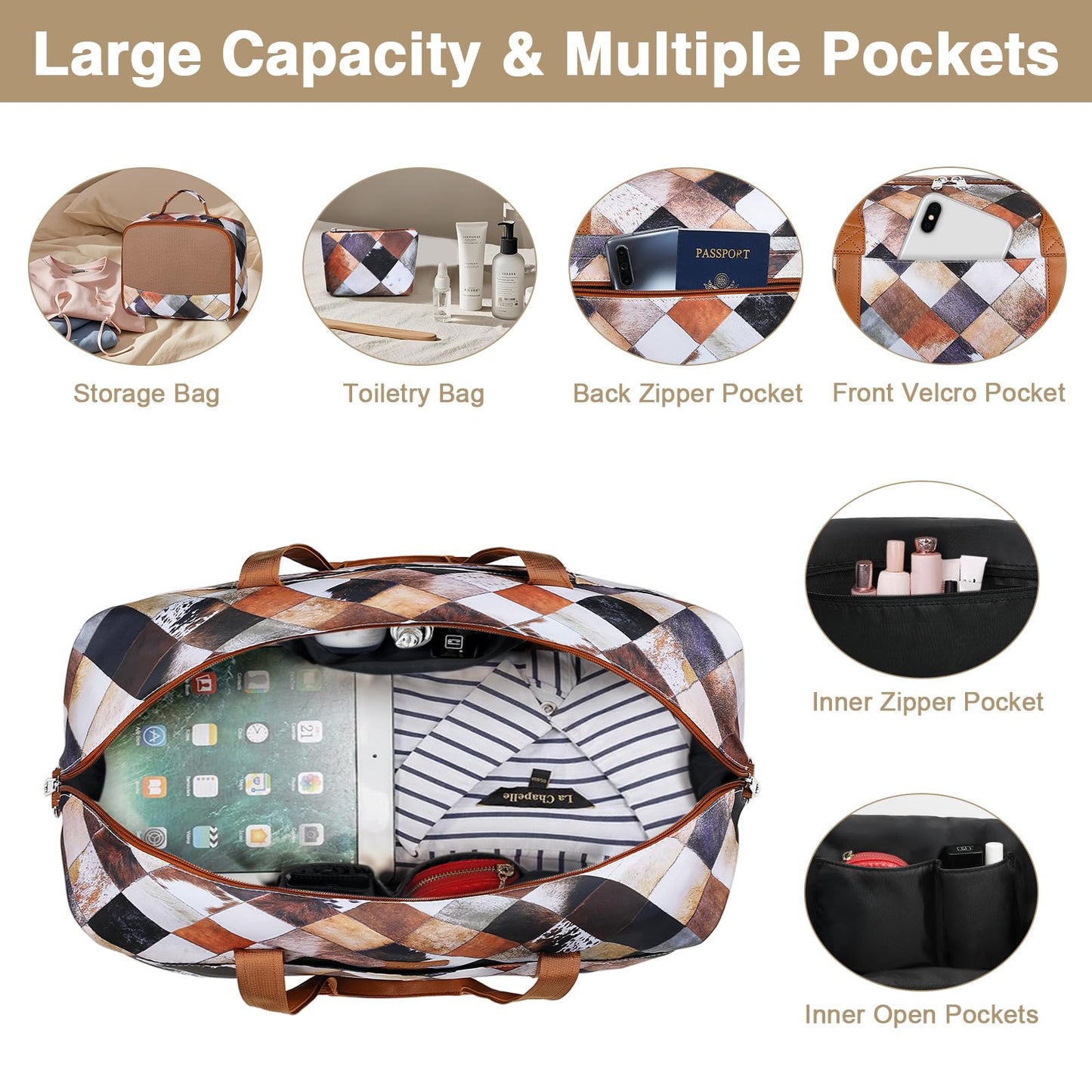 IBFUN Weekender Bags for Women, Travel Duffle Bag with Shoe Compartment Carry on Weekender Overnight Duffel for Weekend Travel Business Trip 3PCS