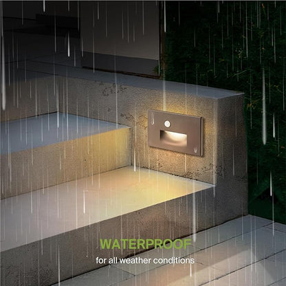 ASD LED Recessed Step Light Fixture, Outdoor & Indoor Stair Tread Lighting | 3CCT, Motion Sensor, Waterproof, ETL Listed | 3W 120LM 3000K-5000K 120V | Staircase Hardwired Illumination | Dark Bronze