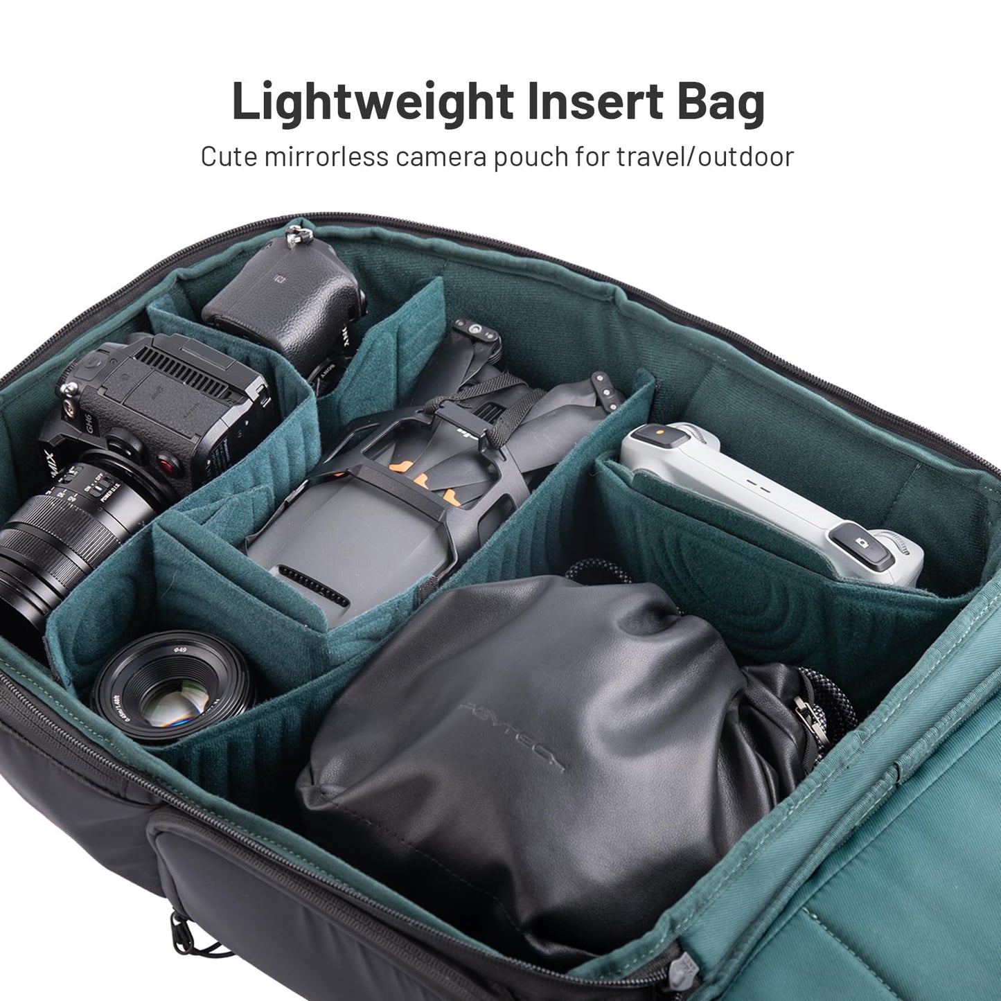 PGYTECH OneGo Drawstring Small Camera Bag, Leather Soft Camera Pouch compatible with Mirrorless Cameras/Nikon/Canon/Sony//Pocket 4/Fuji Camera Case