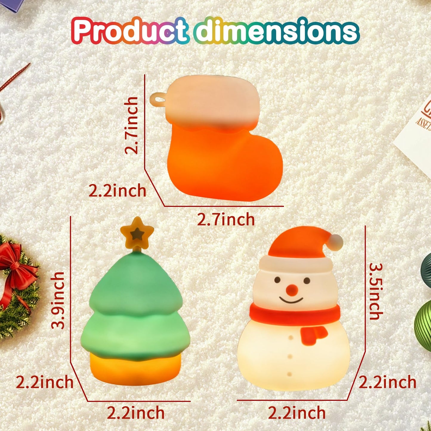 INHXSZU Night Light for Kids,Silicone Snowman Nightlight,Rechargeable Portable Bedside Touch Boot Lamp,Dimmable RGB Christmas Tree Lights for Breastfeeding,Room Decor,Baby Nursery,Gifts for Kids