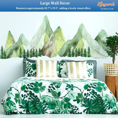 Large Mountain Wall Decals, Green Pine Tree Peel and Stick Vinyl Wall Stickers & Murals, Removable Home Room Wall Decor for Bedroom Living Room Bedroom Classroom Office Nursery