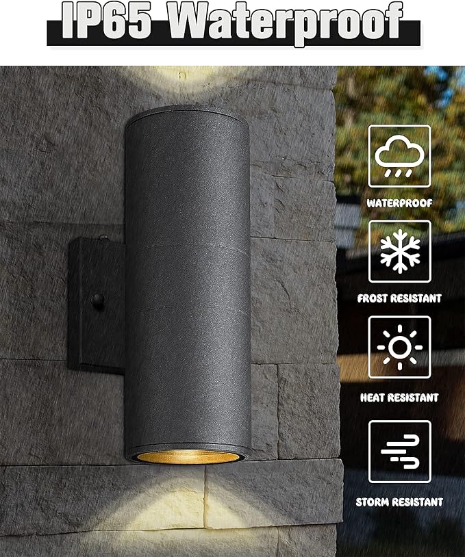 Ken & Ricky Dusk to Dawn Outdoor Lighting,Outdoor Wall Sconce Lights, Black Exterior Lighting Fixtures,Cylinder Outdoor Light Fixtures for House Garage Front Door Patio Entryway 1 Pack