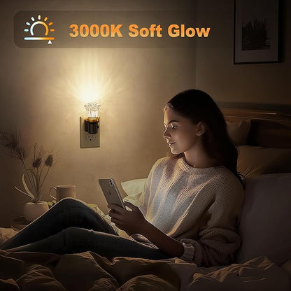 JandCase Night Lights Plug into Wall, Dimmable Night Light Pulg in, Diamond Automatic Night Lights with Auto Light Sensor, Adjustable Brightness 3000K LED Night Light, for Bedroom Hallway