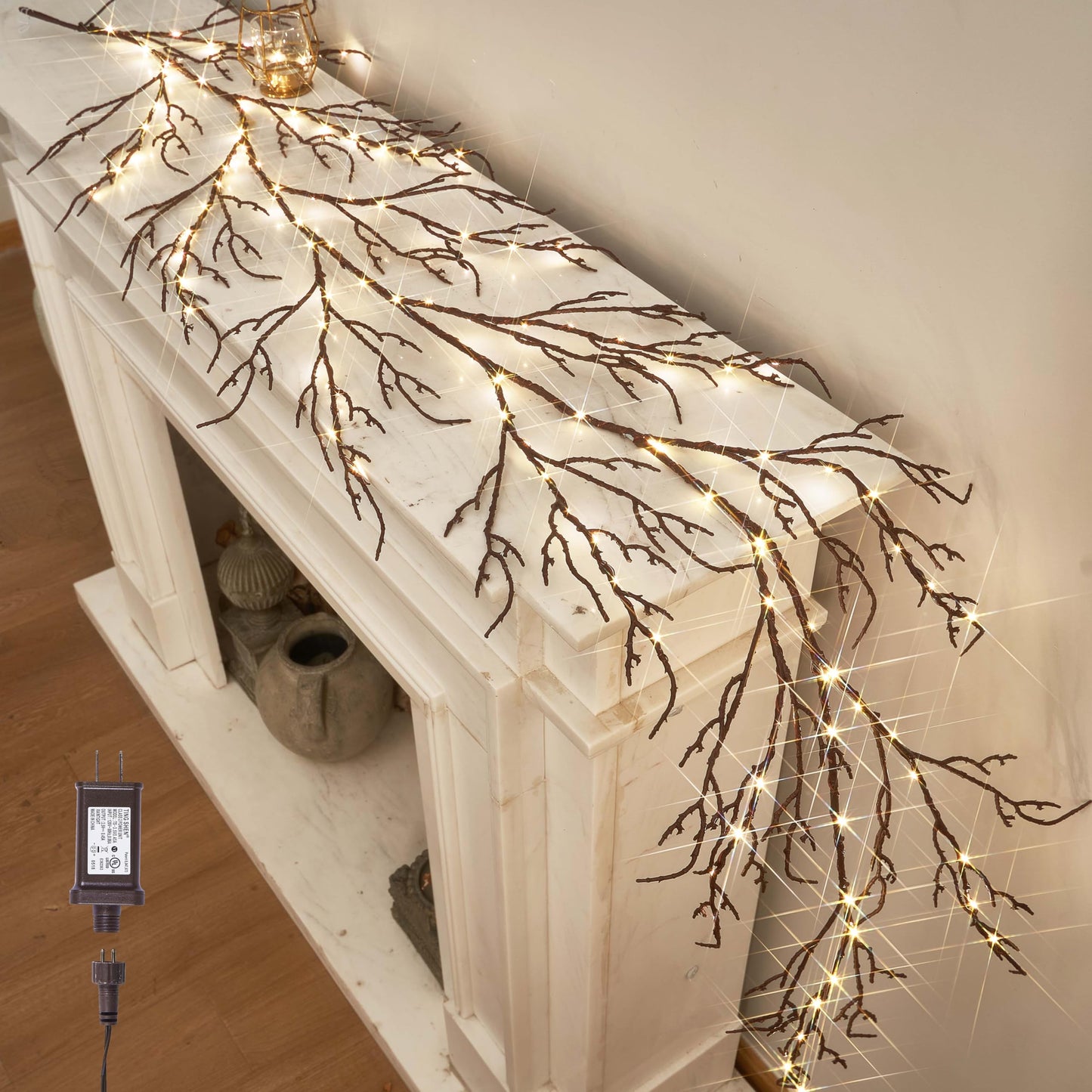 LITBLOOM Brown 6FT 120 LED Fairy Lights Plug in Willow Vine Garland for Indoor Outdoor Home Fireplace Wall Christmas Decoration